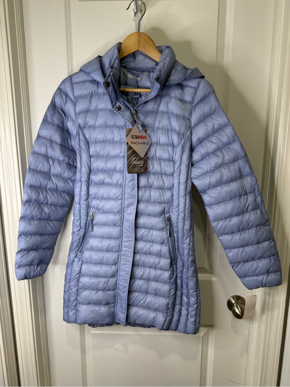 32 Degrees Heat Down Jacket Packable Hooded Puffer Small New